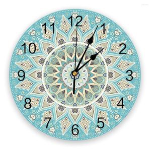 Настенные часы мандала цветы nahuatl спальня часы Большие современные кухонные столовые круги