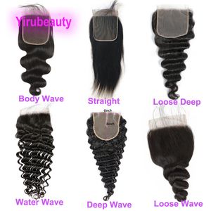 Peruvian Virgin Hair 6X6 Lace Closure Silky Straight Body Wave Loose Deep Water Wave Free Part Natural Color