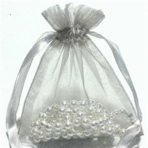 200 PCS Silver Organza Gift Bags Bags Wedding Feeds 9 × 12cm 3 5 inch × 4 7 بوصة 212S