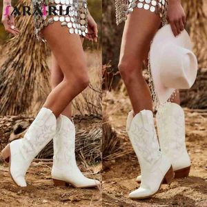 Boots 2022 Autumn Winter Women Western Ankle Boots Thick Heels Comfort Casaul Vintage Cowboy Cowgirls Short Boots Fashion Shoes Woman T230824