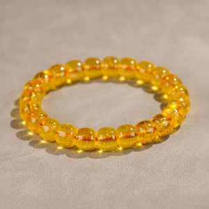 Bracciale con perline elastiche in giada di quarzo giallo per braccialetti di design unisex Braccialetti di design per gioielli da donna Gioielli di design Donna Gioielli preziosi