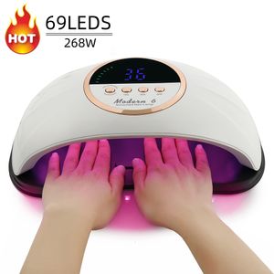 Sèche-ongles 268W moderne 6 sèche-linge 69 LED lampes UV pour vernis à ongles durcissement manucure pédicure Salon double mains tenir grande taille 230825