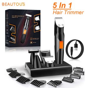 Barbeadores elétricos Beautous 5 em 1 aparador de cabelo para homens barbeadores aparadores de corpo sem fio barba navalha aliciamento bigode kit 230825