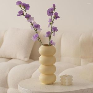 Vase Ceramic Vase Ornamentsリビングルームフラワーアレンジ白い大きな直径テレビキャビネット装飾シンプルな家の装飾