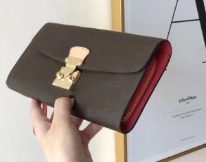 TOP Fashion designer wallets luxury womens long purses brown flower letters credit card holder ladies slim plaid money clutch bags high-quality