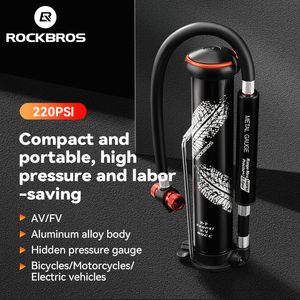 Cykelpumpar rockbros mini cykelpump 220psi bärbar luftpump schrader presta av/fv mätdäck inflator mtb cykelväg cykeltillbehör 230824