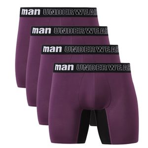 Cuecas 4 peças tamanho grande homens sexy calcinha boxers briefs cuecas de fibra de bambu costura cor homme longo cuecas menino 230824