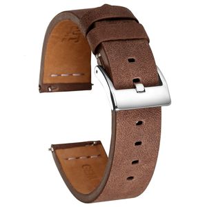 Titta på band Hemsut Quick Release Leather Sadel Calf Handmased Vintage Strap 18mm 20mm 22mm 230825