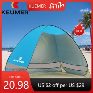 Skydd Automatiskt strandtält UV -skydd POP UP Tält Sun Shade Awising Keumer Travel Tourist Camping Tents