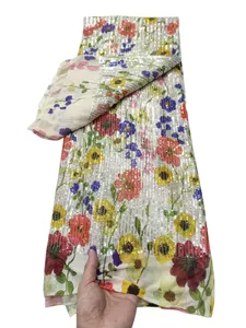KY-6067 Yüksek kaliteli payetler Tül Fransız Dantel Kumaş En son 5 metre Kadın Resmi Elbiseler Bayanlar Ziyafet Partisi Nijerya Tasarım 2023 Yaz ve Sonbahar Yeni Gelişler