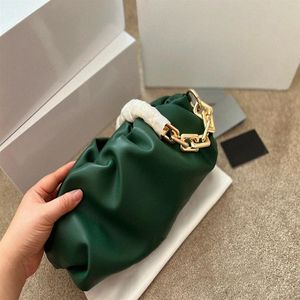 Fashion Designer Shoulder Underarm Bag Female luxury 2022 Popular New Summer Fold Wide Gold Chain Clouds White Black clutch297C