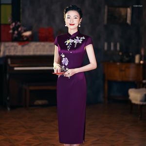 Ubranie etniczne yourqipao chińskie wesele matka panny młodej kobiety haft haftowe cheongsams sukienki wieczorowe ślubne suknie gościnne