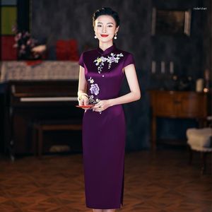 Roupas étnicas Yourqipao Casamento Chinês Mãe da Noiva Vestido Mulheres Bordado Cheongsams Vestidos de Noite Nupcial Vestidos de Festa