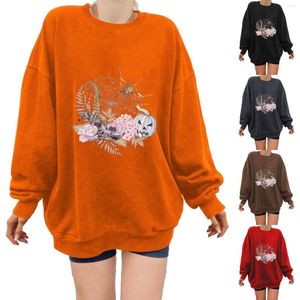 Spor Salonu Cadılar Bayramı Sonbahar ve Kış Moda Sweatshirt Kabak Baskı Yuvarlak Boyun Uzun Kollu Kadınlar Colla Kadın Mahsul Sweater