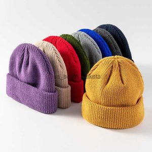 Beanie/Schädelkappen 15 Farben Einfarbige warme Strickmützen Frauen Männer Schädelkappe Herbst Winter Hip Hop Street Herren Beanie Unisex Melonenkappe Frauen Männlich L0825