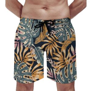 Mäns shorts Summer Board Tropiska växter som kör färgglada blad Design korta byxor Retro snabba torr badstammar plus storlek