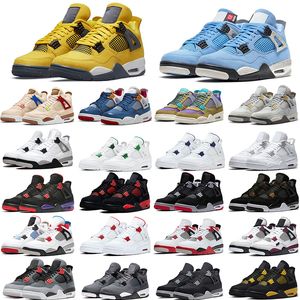 2023 kostenloser Versand Basketballschuhe 4S Männer Frauen 4 University Blue Lightning Fire Red University Blue Sail Cool Grey Outdoor-Sporttrainer Turnschuhe 36-47