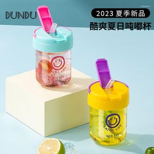 Copos de vinho Jiton Dou Cup High Beauty Girl Hand Gift Straw Handle Crianças Portátil Dupla Bebida Vidro Água