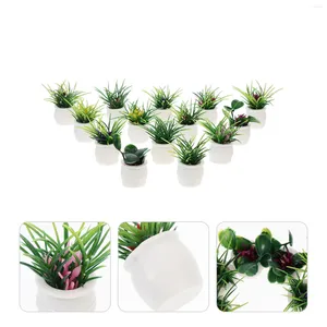 Decorative Flowers 14 Pcs House Small Potted Garden Landscaping Ornament Model Decor Bonsai Adornments Plastic Mini Home