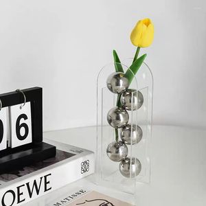Vases Acrylic Vase Modern Transparent Flower Living Room Restaurant Decor Ornaments Small Creativity Home