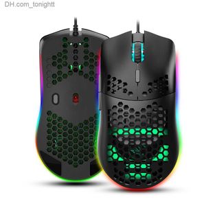 J900 USB Wired Gaming Gaming Mouse с Mouses RGB Light Gamer с шестью регулируемыми 6400DPI Honeycomb Полый эргономичный дизайн мышь Q230825