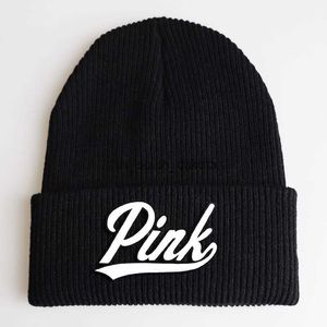 Beanie/Skull Caps Pink Winter Hatts For Men Woman New Beanies Sticked Solid Hat Girls Autumn Female Beanie Caps varmare damer Casual Cap L0825