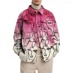 Herren Jacken Männer Langarm Jacke Mantel Strickjacke Knopf Grafik 3D Druck Hochwertige Revers Freizeitkleidung Mode Trend Streetwear