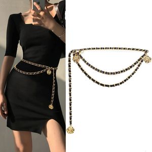 Waist Chain Belts Fashion Metal for Women Flower Pendant Jeans Suit Dress Female Luxury Brand Designer Accessories 230825