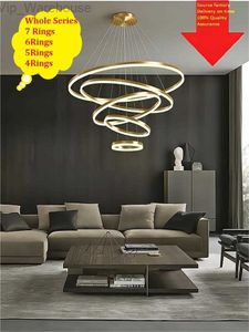 Moderna LED -ringar Pendant Lamp Circle Tak hängande ljuskrona vardagsrum /matsal /trappa lampa hembelysning hkd230825