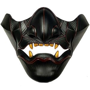 Party Masks Tsushima Mask Cosplay Jin Sakai Gosaku Samurai Knight Ghost Half Face Resin Helmet Halloween Masquerade Party Headwear Prop 230824