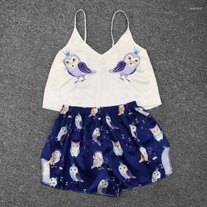 Damen-Nachtwäsche, ärmellos, 2-teiliges Pyjama-Set für Damen, Sommer, für Damen, niedliches Cartoon-Top, Shorts, Nachthemd, Damen-Homewear-Dessous-Set