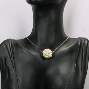 Подвесные ожерелья Guaiguai Ювелирные изделия настоящий белый жемчужный мяч Женщины свадебные вечеринки для сети ожерелье для невесты аксессуары