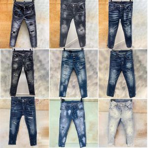 Mens denim kot mavi siyah yırtık pantolon versiyon sıska kırık İtalya tarzı bisiklet kot pantolon244c