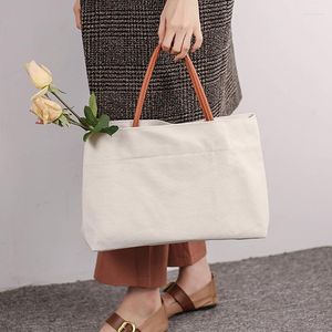 Evening Bags Korean Fashion Canvas Handbags Women Big Capacity Shoppping Black/White Solid Color Shoulder For Female Ladies Bolsas