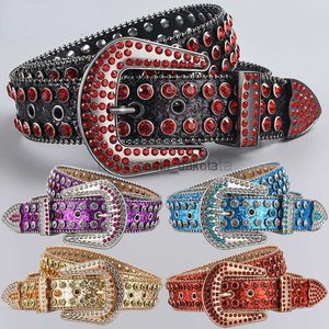 Belts New Rhinestone Luxury Belt Women Y2K Style Western Exaggerated Jeans Fashion Accessories Punk High Quality Alloy Buckle BB Belt L0825