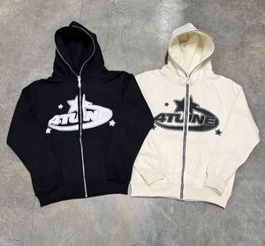 Erkek Hoodies Sweatshirts Yıldız Mektup Baskı Retro Büyük Boyutu Hoodie Erkekler Bayanlar Harajuku Sweatshirt Uzun Kollu Bahar Sonbahar Sokak Giyim Y2K HARDIGAN CAHET 230824