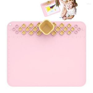 Table Mats Silicone Artist Mat With Cup Creative DIY Art For Kids Painting Water And Paint Holder