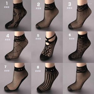 Women Socks 1 Pair Summer Black Girls Ladies Soft Lace Ruffle Fishnet Mesh Short Ankle Thin Female Low Cut