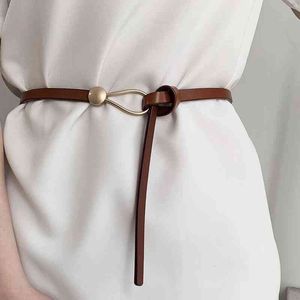 Waist Chain Belts Fashion Thin Belt Golden Buckle PU Leather For Women Dress Coat Waistband Casual Ladies Black Straps 230825