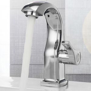 Bathroom Sink Faucets Alloy Moon Curved Square Side Single Cold Basin Faucet Wash Kitchen And Accessories Water Tap