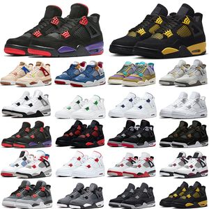 Heißer Verkauf Basketballschuhe 4s Männer Frauen 4 Red Thunder Lightning Fire Red University Blue Sail Cool Grey Outdoor-Sporttrainer Sneakers 36-47