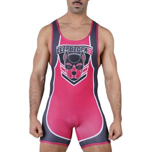 Outdoor T-Shirts Wrestling Singlets Suit Professional Coverall Training Competition Freestyle Wrestling Suit High Elastic Men's Sleeveless Outfit 230825