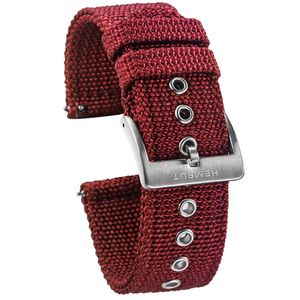 Assista Bandas Hemsut Canvas Red Quick Release Qualidade Nylon Straps e Heavy Duty Escovado Fivela 18mm 20mm 22mm 24mm 230825