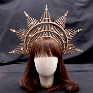 Fascia per capelli Halo Crown multistrato fatta a mano Cravatta con cerniera Spillo Halo Crown Dea Copricapo Cosplay Copricapo per feste in costume di Halloween