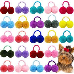 猫の衣装10pcs dog dog solid double plush hair ball elastic bows girls bows pets gloomingアクセサリー230825