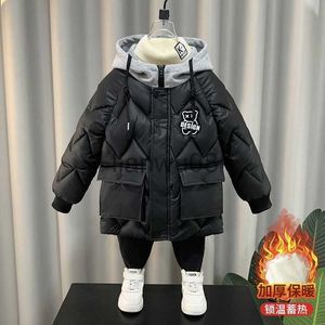 Para baixo casaco 2023 inverno russo jaqueta para meninos algodão com capuz cinto casaco 212 anos adolescentes crianças parka snowsuit outerwear xmp274 x0825