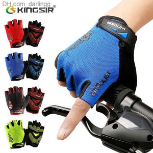 Kingsir yaz nefes alabilen bisiklet eldivenleri erkek kadın bisiklet eldivenleri mtb yol bisiklet eldivenleri yarı parmak kaymaz spor eldiven m l xl q230825