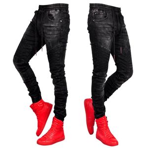 jeans for men Stylish black jeans jogger fashion elastic waist denim trousers Pencil Biker Jean Pants320A