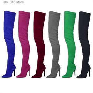 Nakliye Kadın Ayakkabı Ücretsiz Teklif Kış 2023 Diz Süet Süet Seksi Stilettos Saçlı Ayak parmakları Zarif Parti Lady Boot 76f4