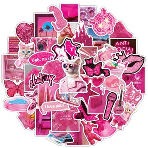 50pcs-Pack Pink VSCO Stickers Waterproof Vinyl Stickers för bagage Vattenflaska Laptop bilplanerare Scrapbooking Phone Mac Decals